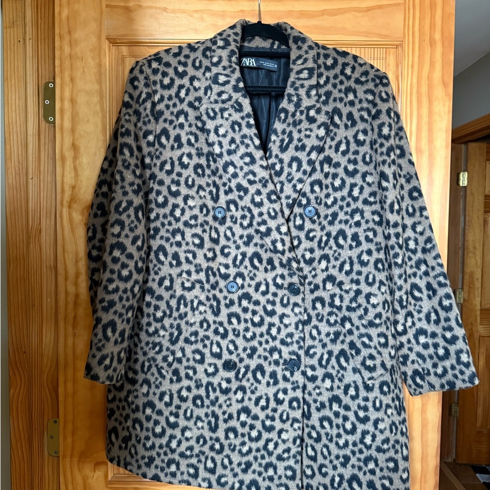 Zara Women's Animal Print Pea Coat